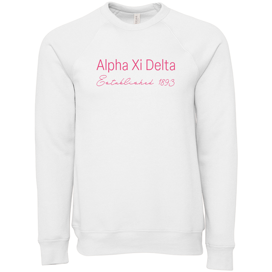 Alpha Xi Delta Embroidered Printed Name Crewneck Sweatshirts