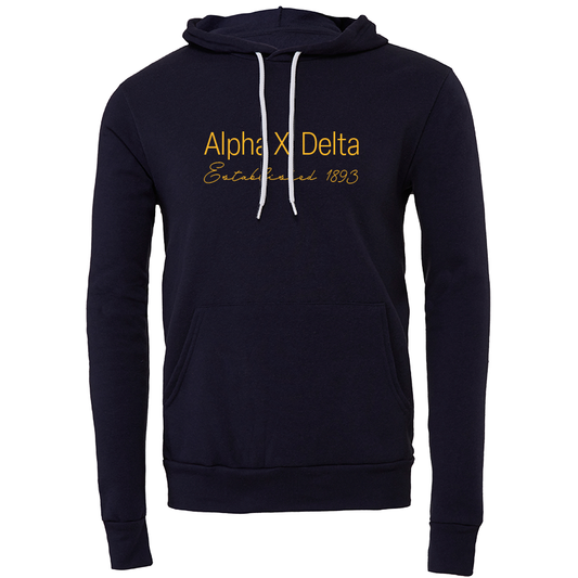 Alpha Xi Delta Embroidered Printed Name Hooded Sweatshirts