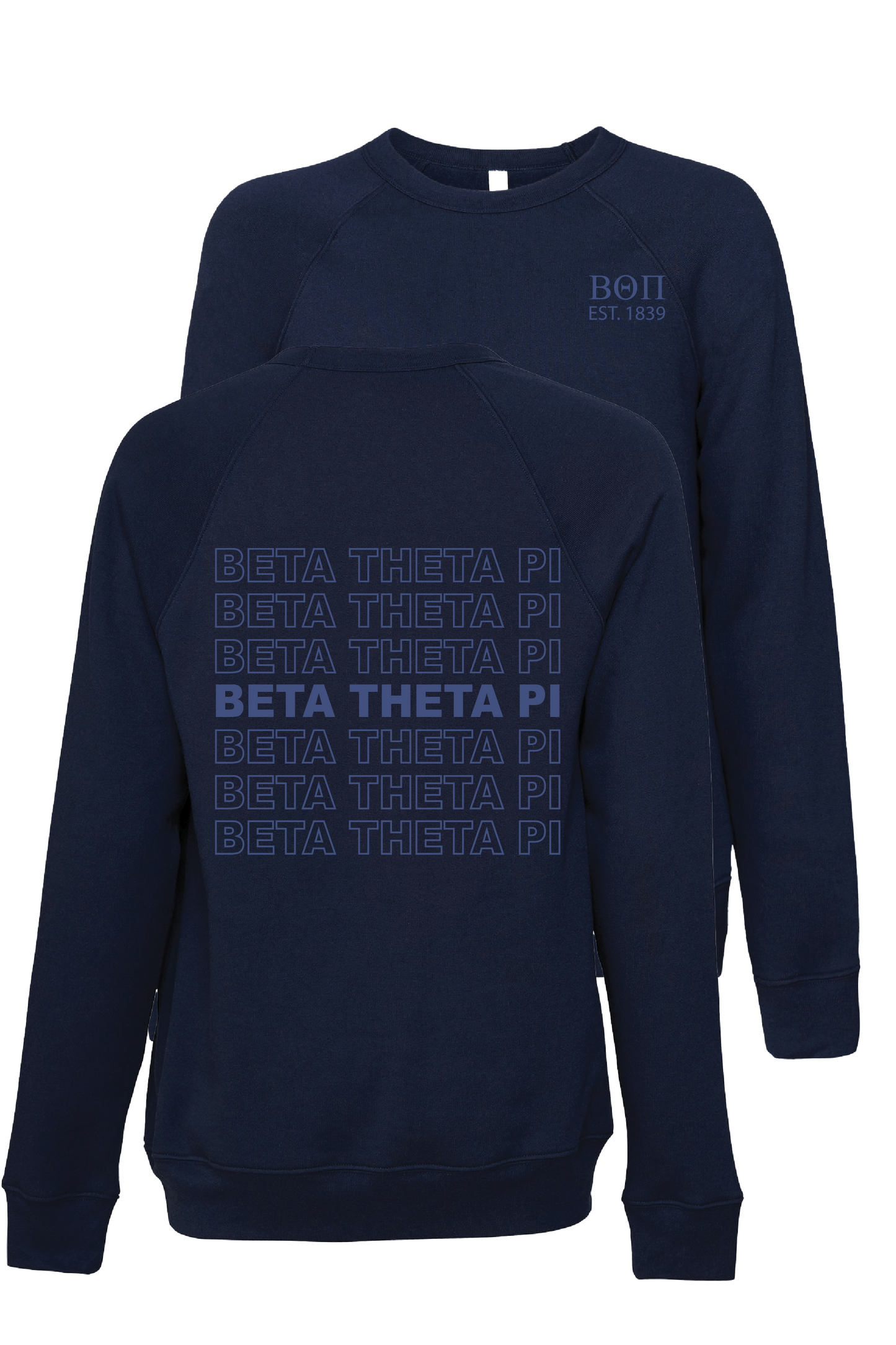 Beta Theta Pi Repeating Name Crewneck Sweatshirts