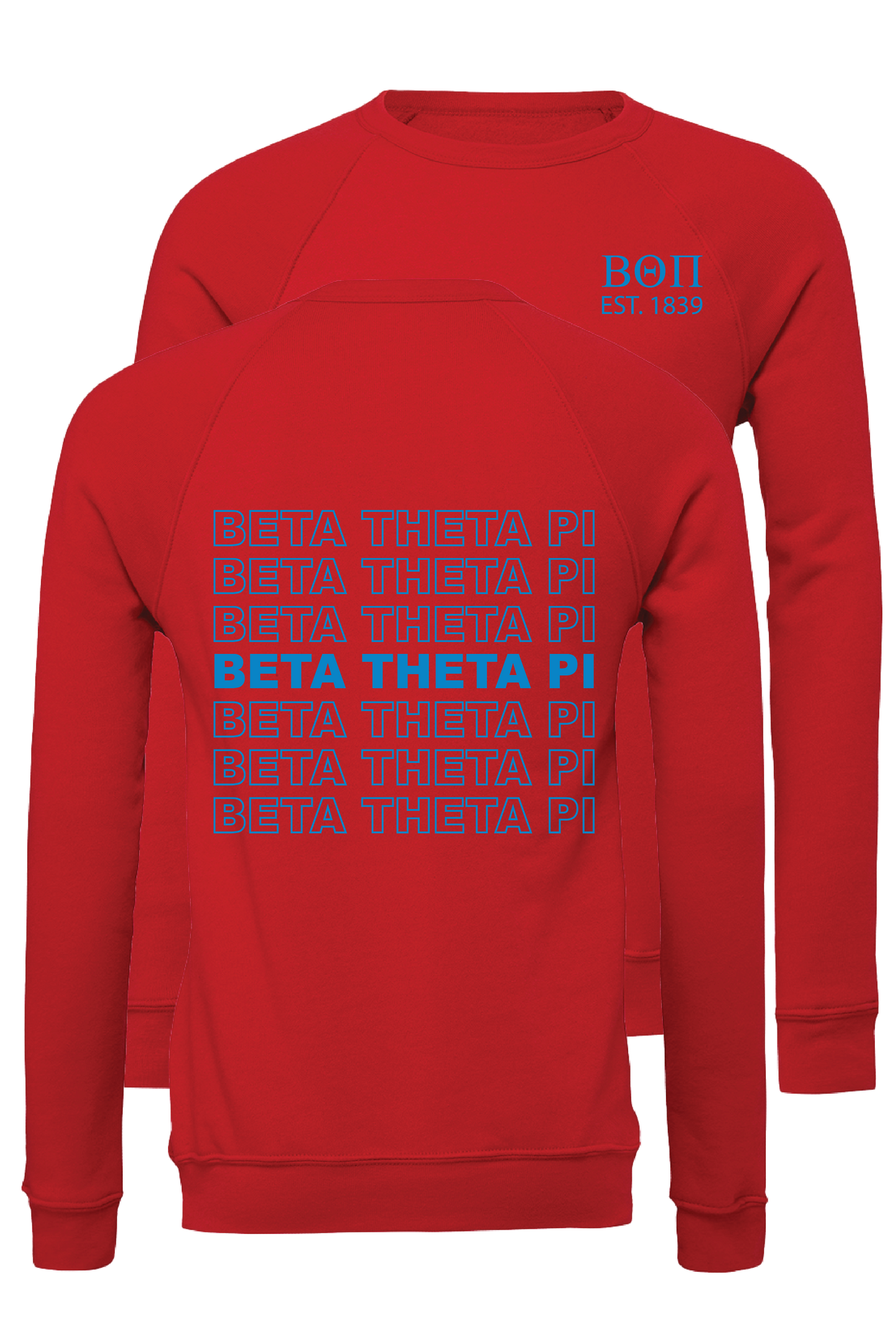 Beta Theta Pi Repeating Name Crewneck Sweatshirts