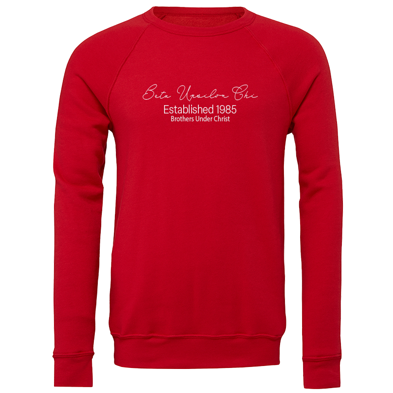 Beta Upsilon Chi Embroidered Scripted Name Crewneck Sweatshirts