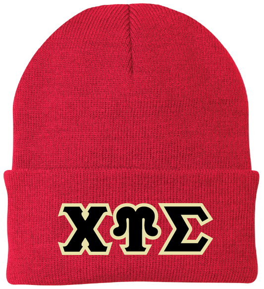 Chi Upsilon Sigma Lettered Beanies