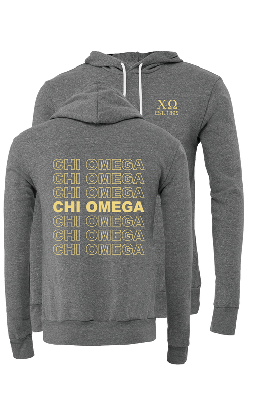Chi Omega Repeating Name Hooded Sweatshirts