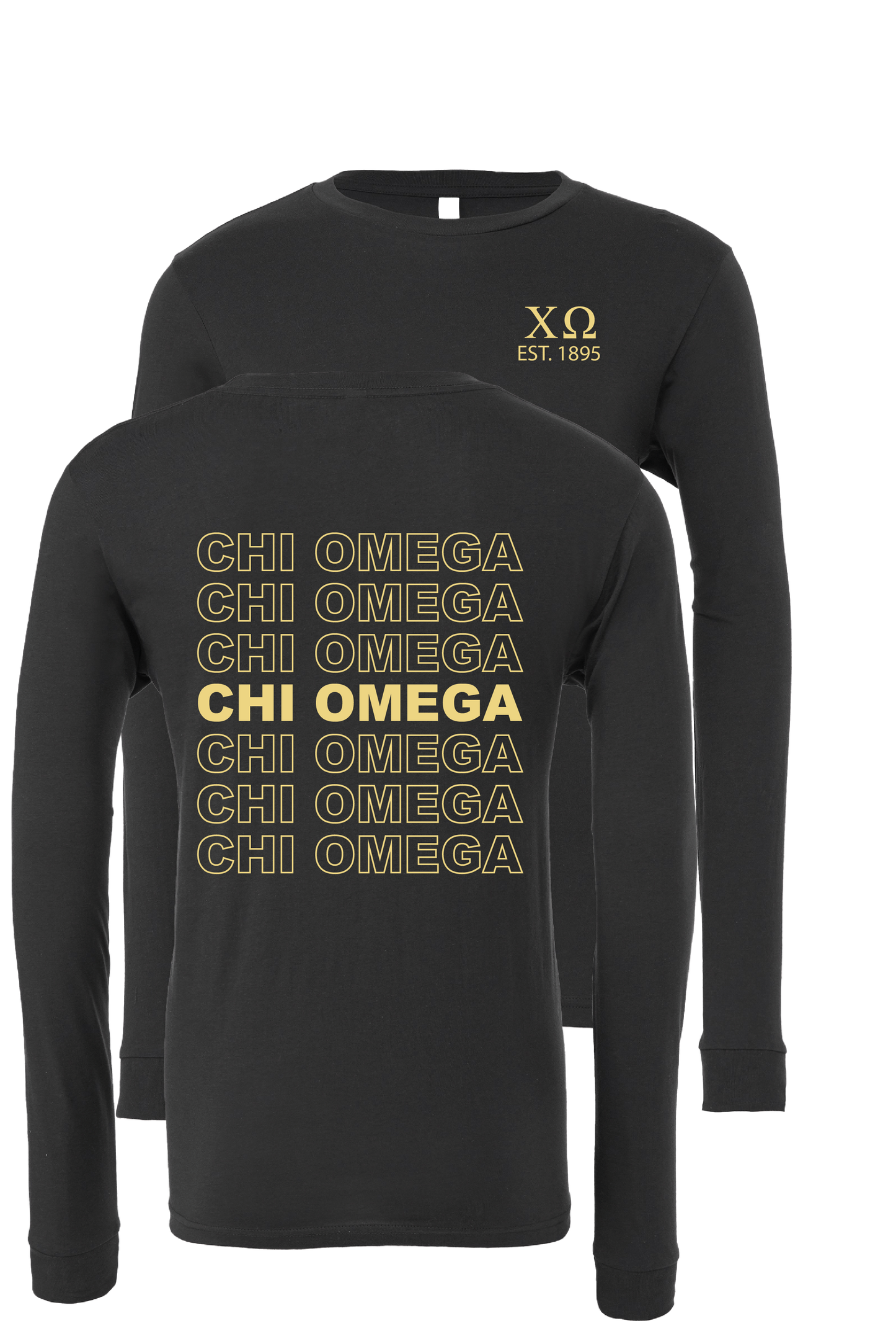 Chi Omega Repeating Name Long Sleeve T-Shirts