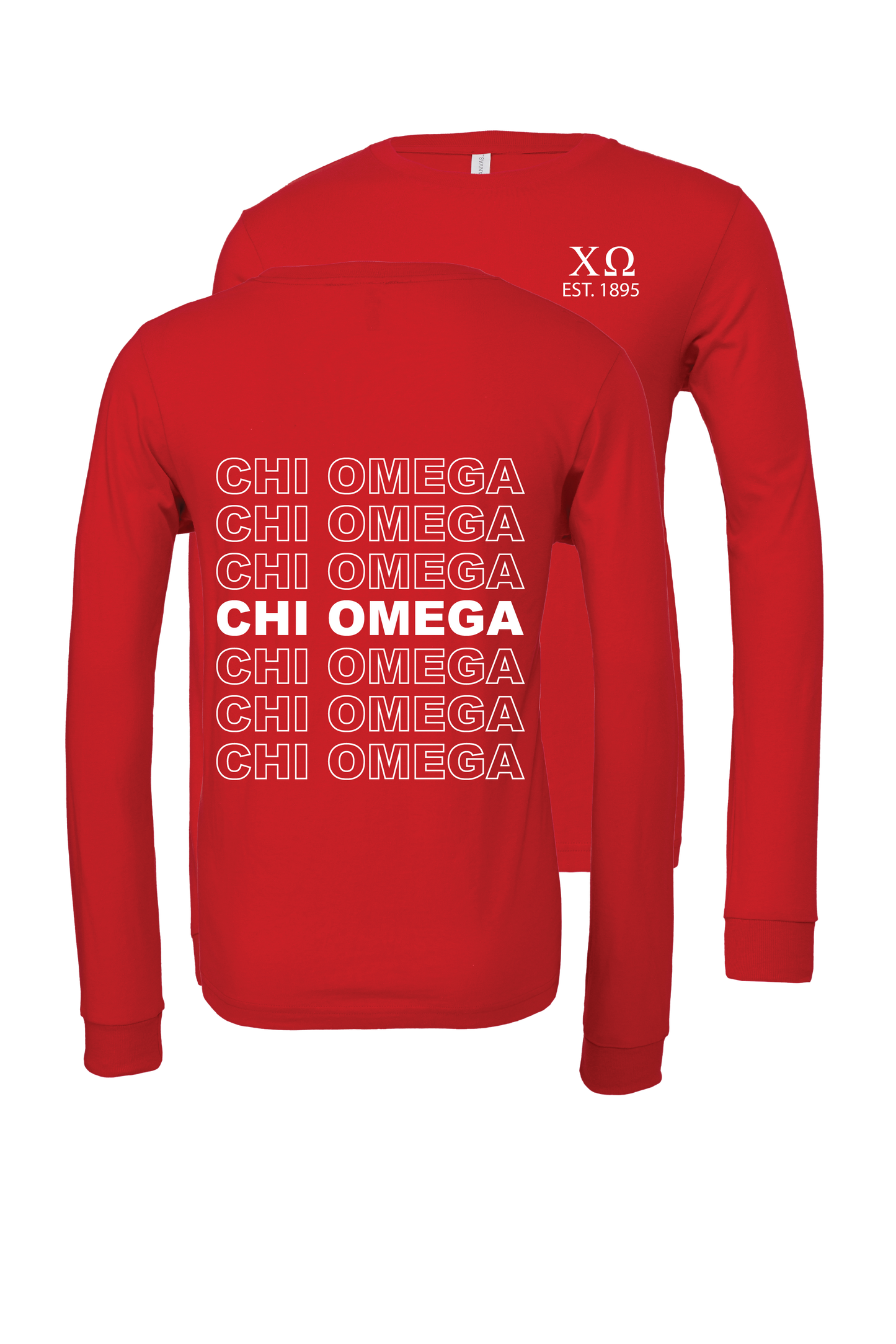 Chi Omega Repeating Name Long Sleeve T-Shirts
