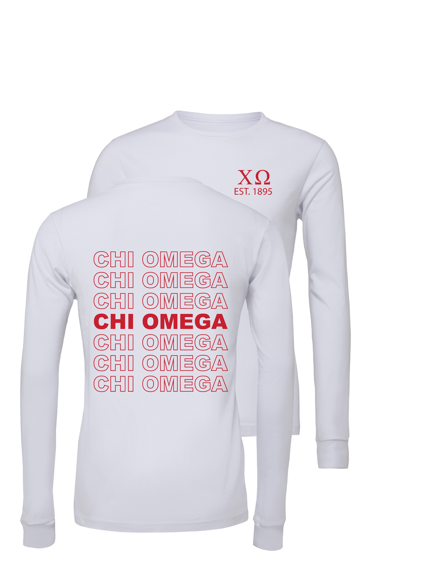 Chi Omega Repeating Name Long Sleeve T-Shirts