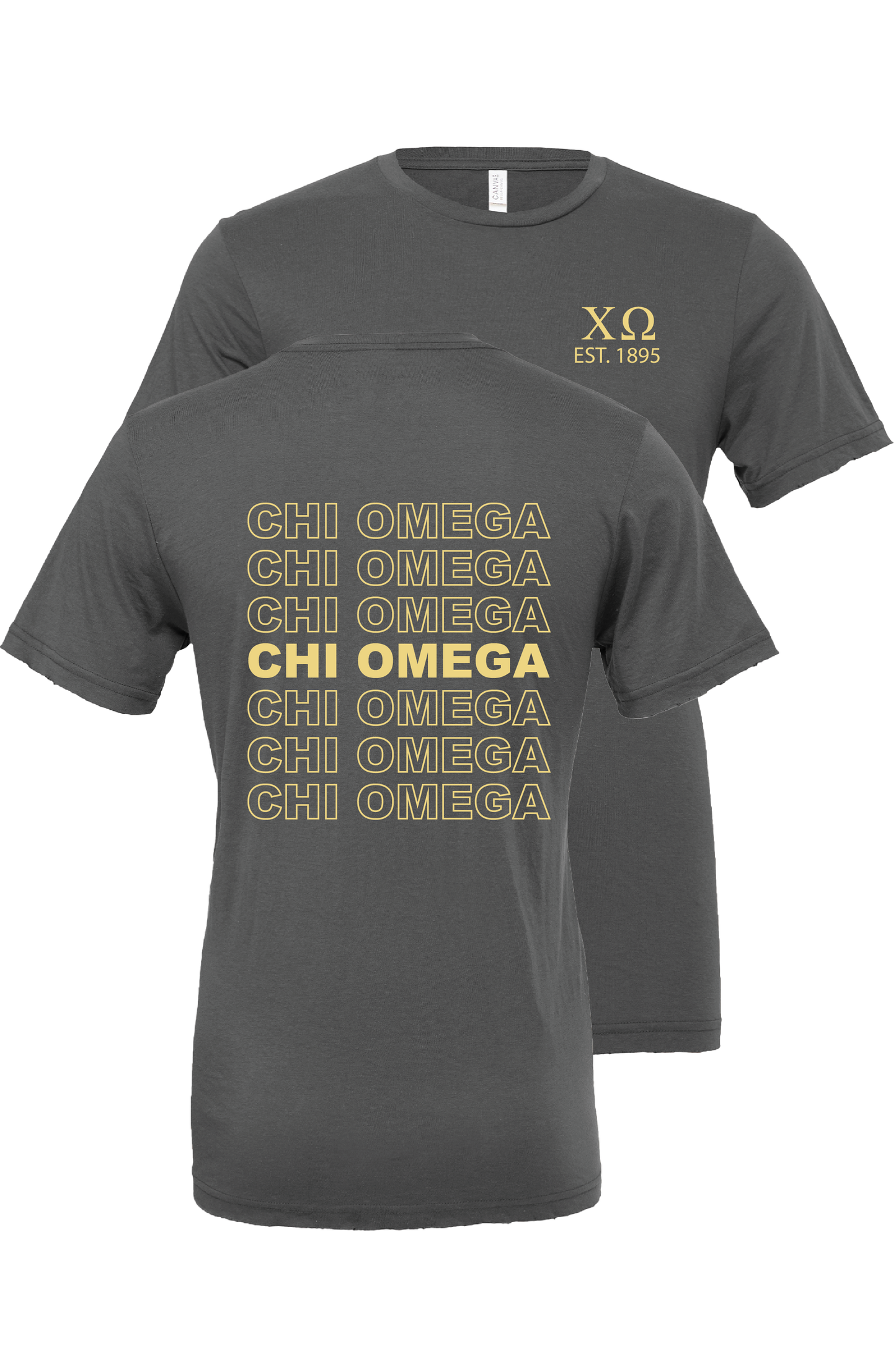 Chi Omega Repeating Name Short Sleeve T-Shirts