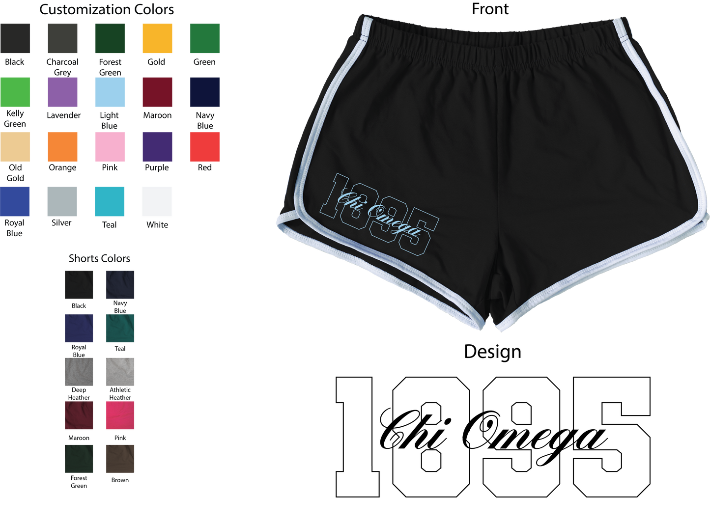 Chi Omega Year and Name Women's Shorts