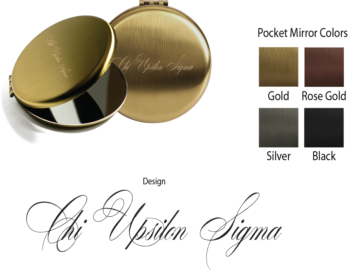 Chi Upsilon Sigma Script Pocket Mirrors