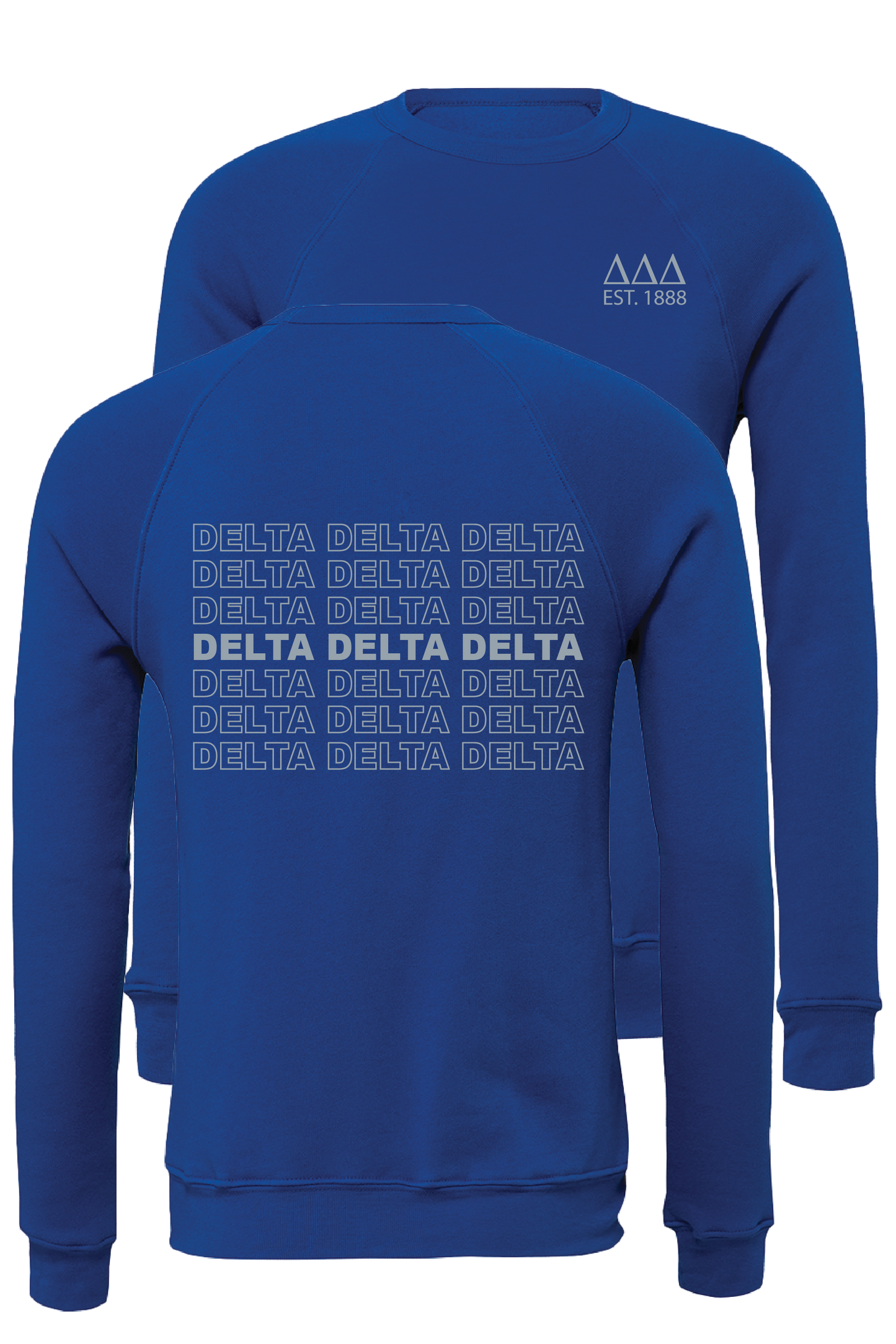 Delta Delta Delta Repeating Name Crewneck Sweatshirts