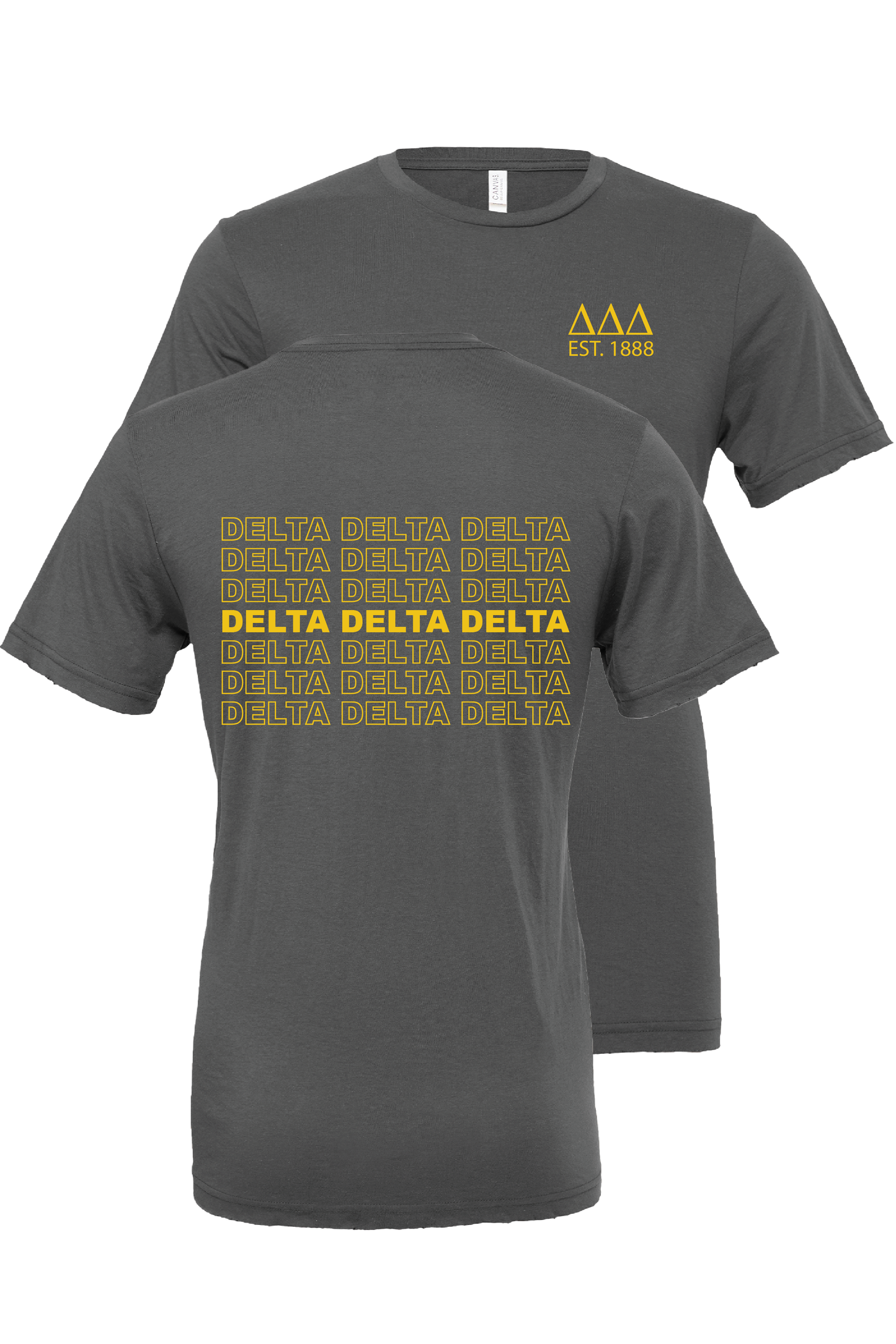 Delta Delta Delta Repeating Name Short Sleeve T-Shirts