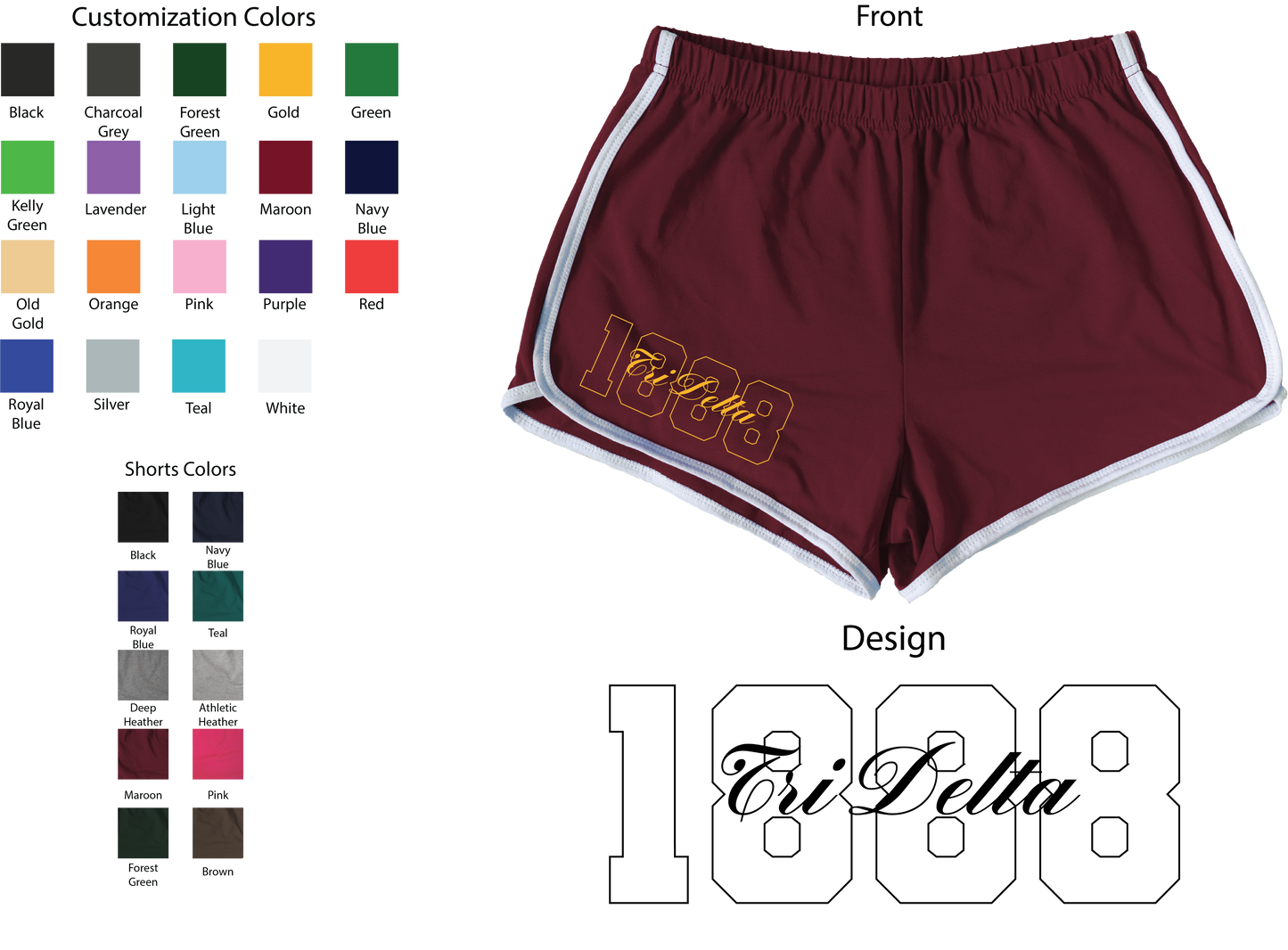 Delta Delta Delta Year and Name Women's Shorts