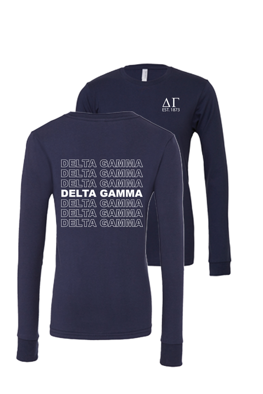 Delta Gamma Repeating Name Long Sleeve T-Shirts