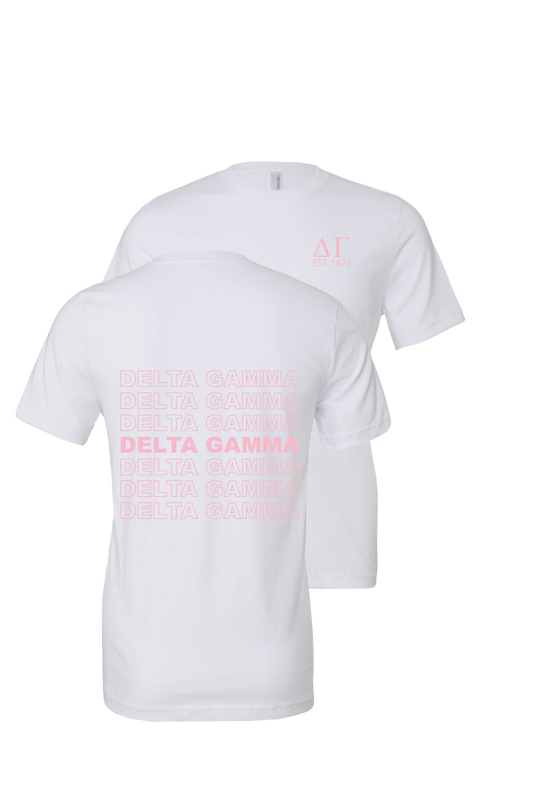 Delta Gamma Repeating Name Short Sleeve T-Shirts