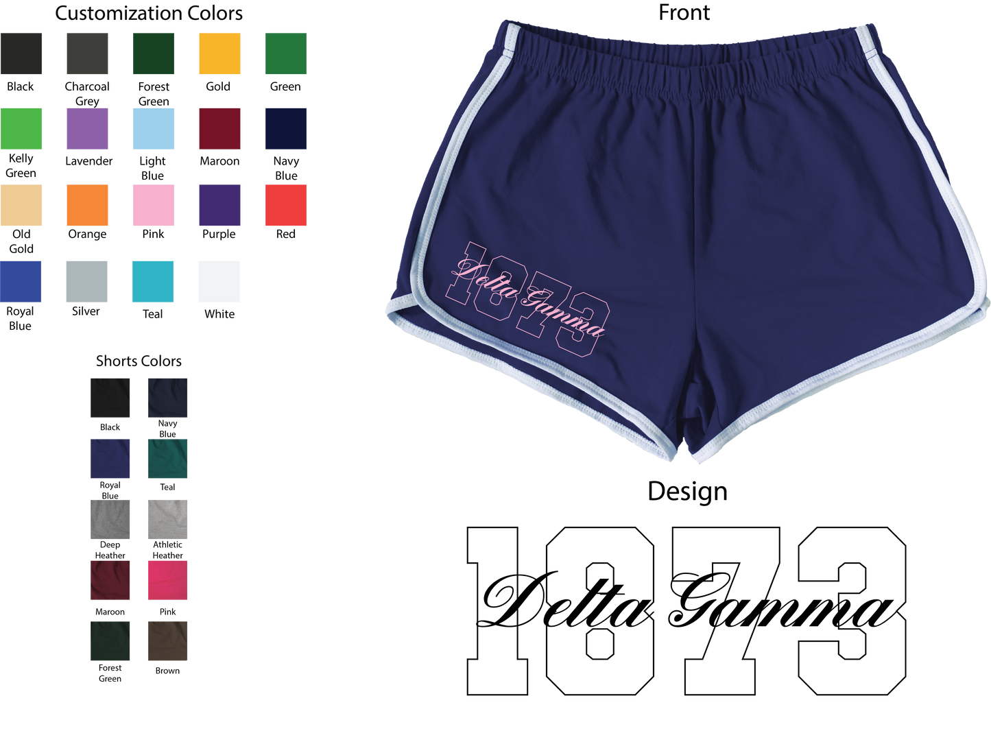 Delta Gamma Year and Name Women's Shorts