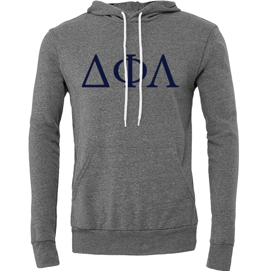 Delta Phi Lambda Embroidered Lettered Hooded Sweatshirts