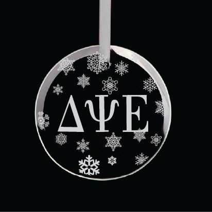 Delta Psi Epsilon Round Multi-Snowflake Ornament w/ Silver Ribbon