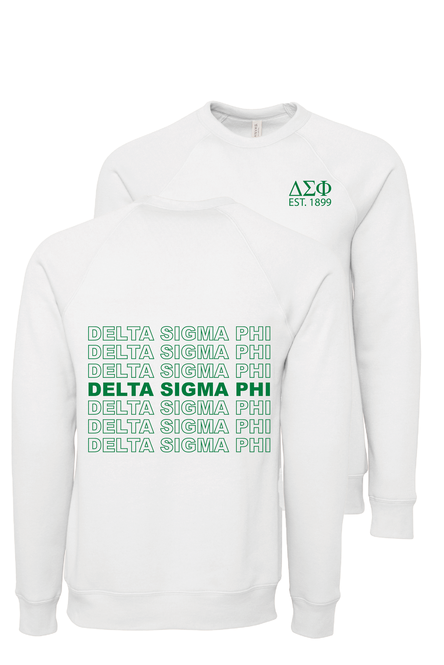 Delta Sigma Phi Repeating Name Crewneck Sweatshirts