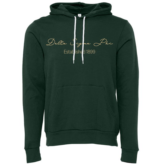 Delta Sigma Phi Embroidered Scripted Name Hooded Sweatshirts