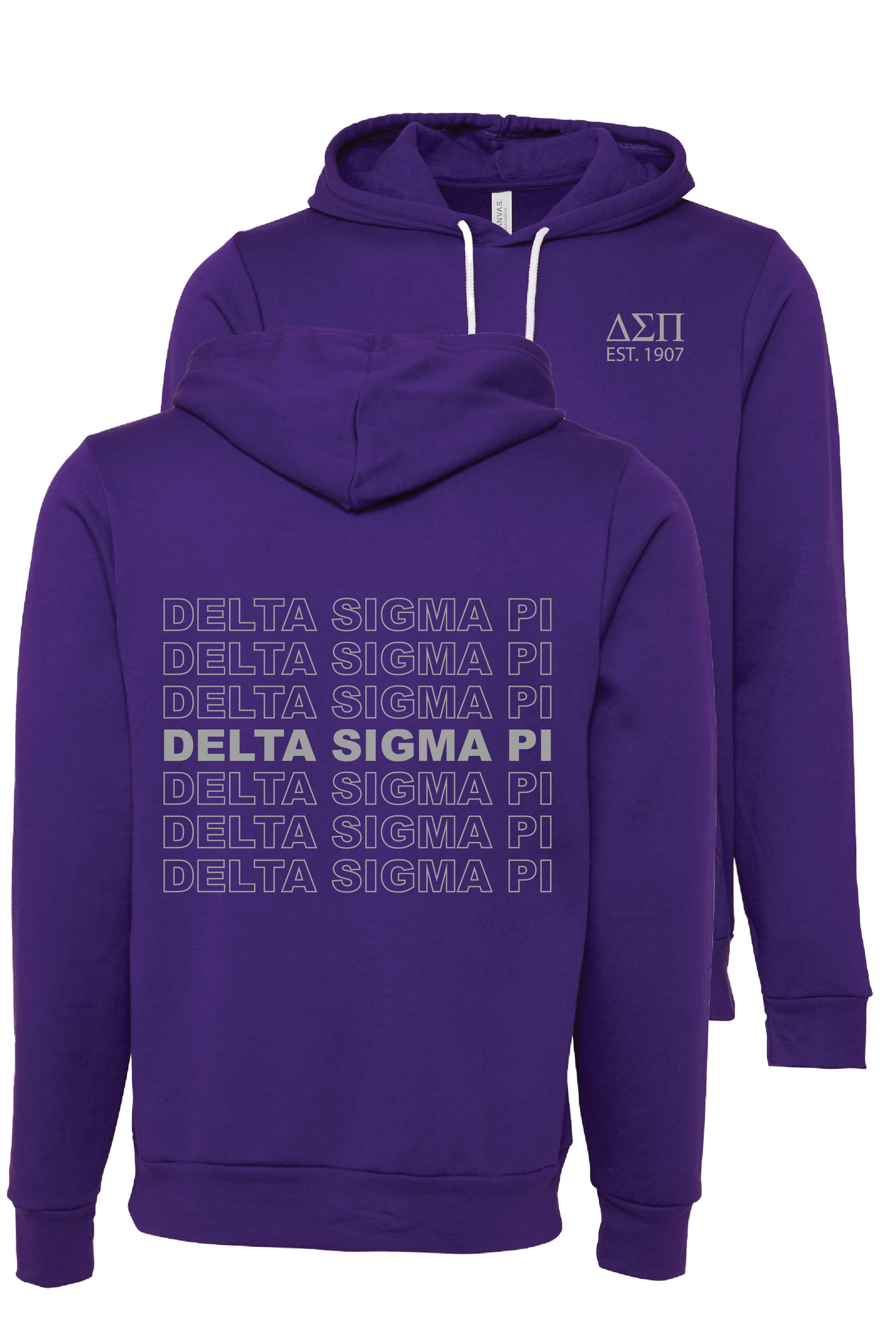 Delta Sigma Pi Repeating Name Hooded Sweatshirts
