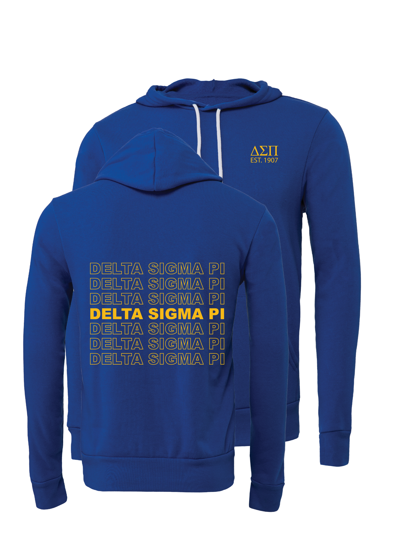 Delta Sigma Pi Repeating Name Hooded Sweatshirts