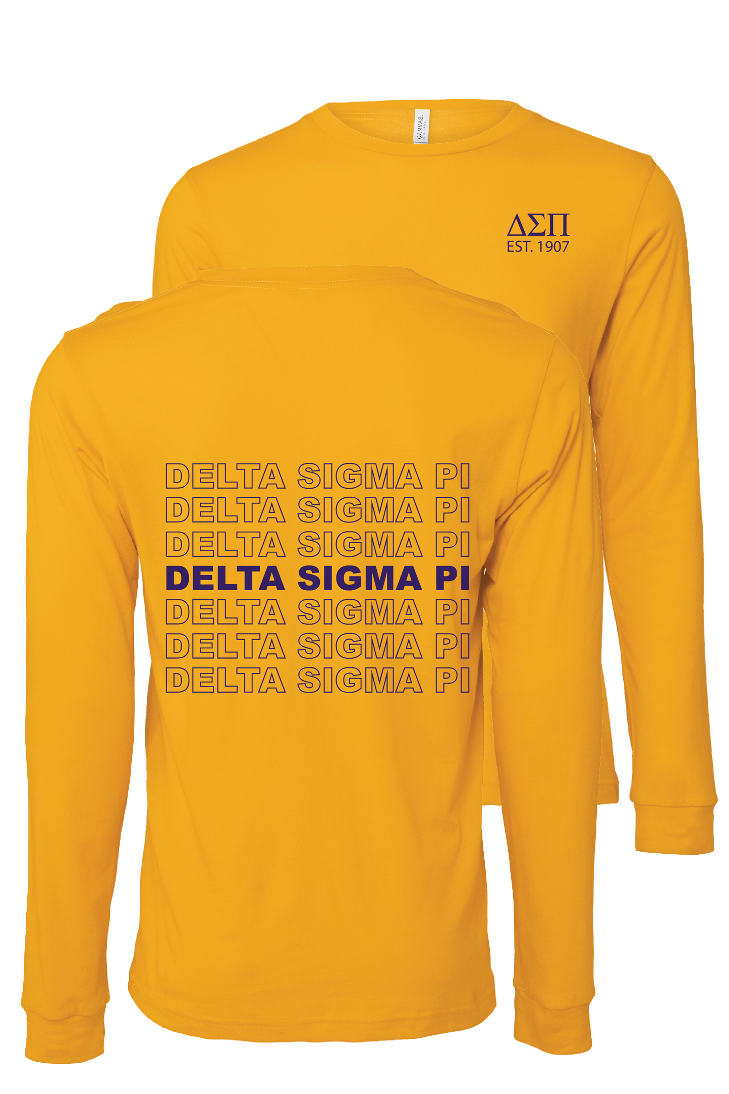Delta Sigma Pi Repeating Name Long Sleeve T-Shirts