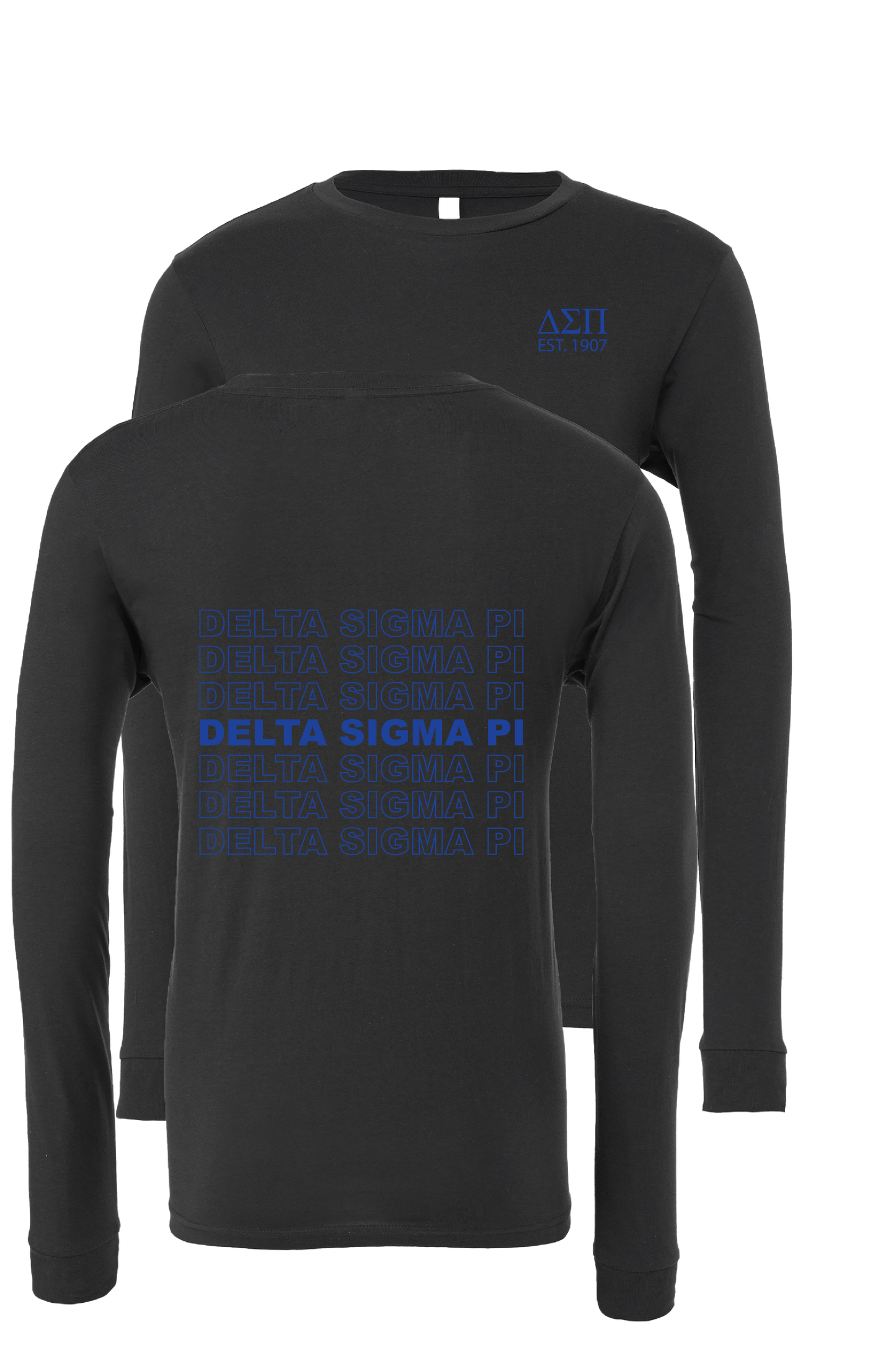 Delta Sigma Pi Repeating Name Long Sleeve T-Shirts