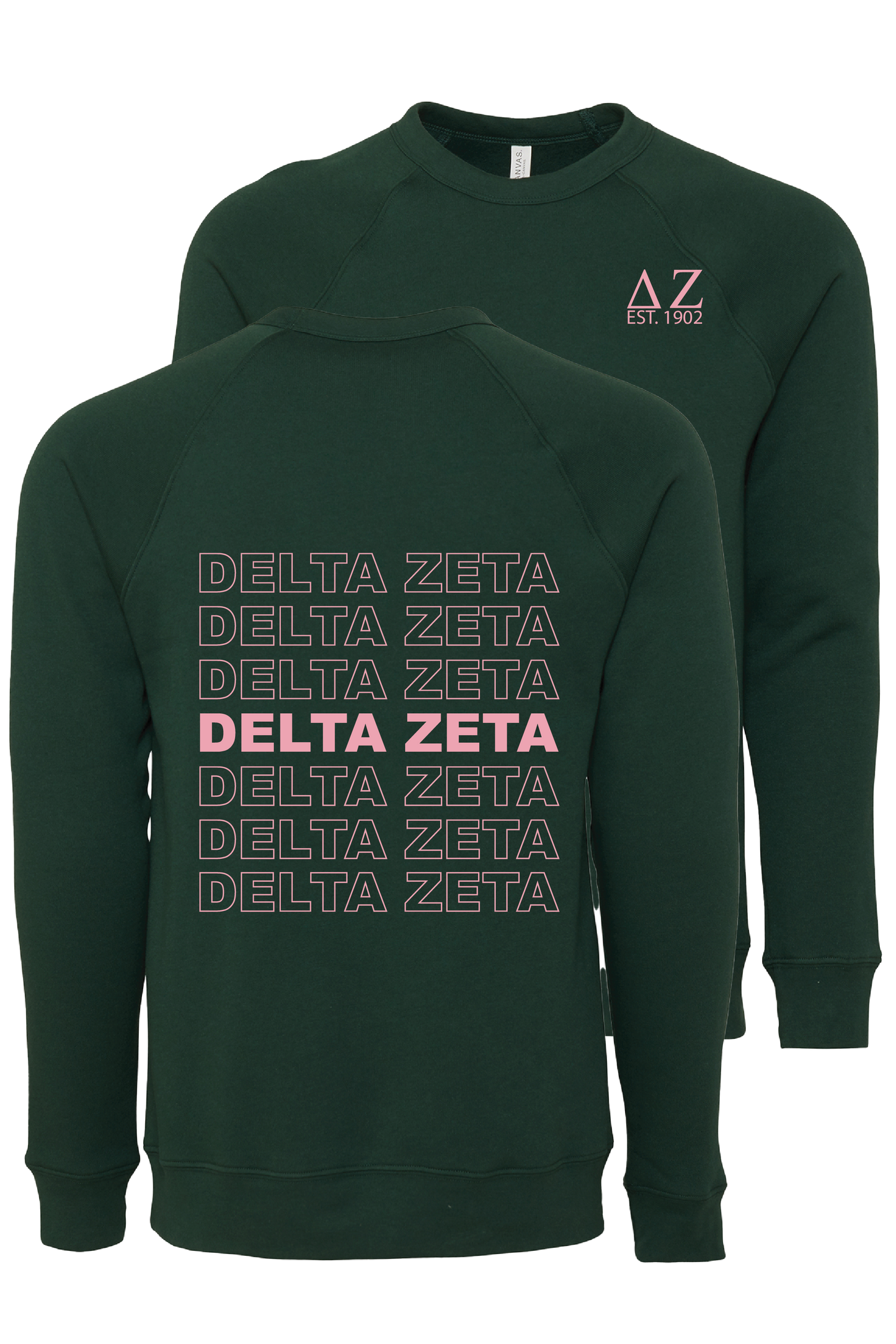 Delta Zeta Repeating Name Crewneck Sweatshirts