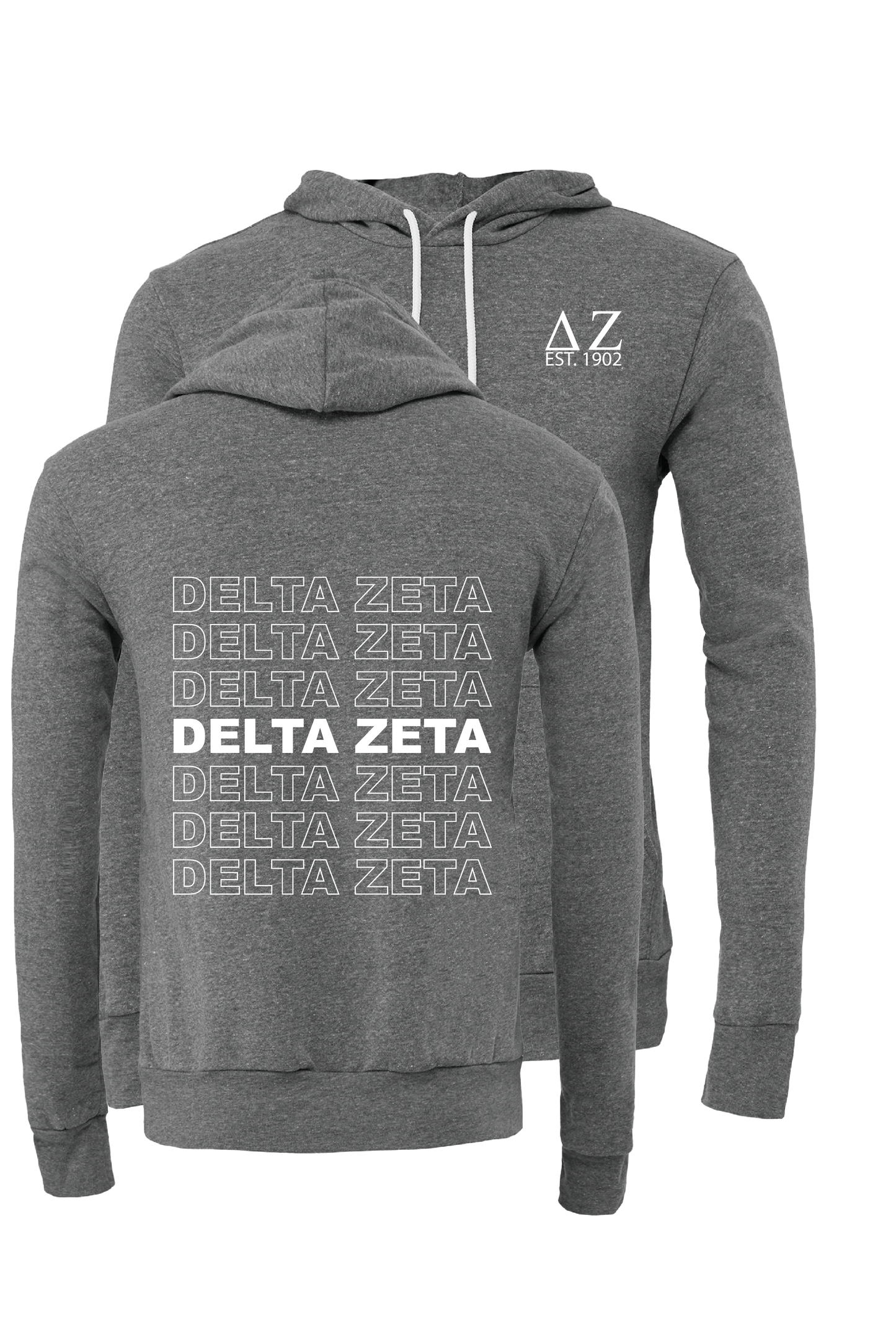 Delta Zeta Repeating Name Hooded Sweatshirts
