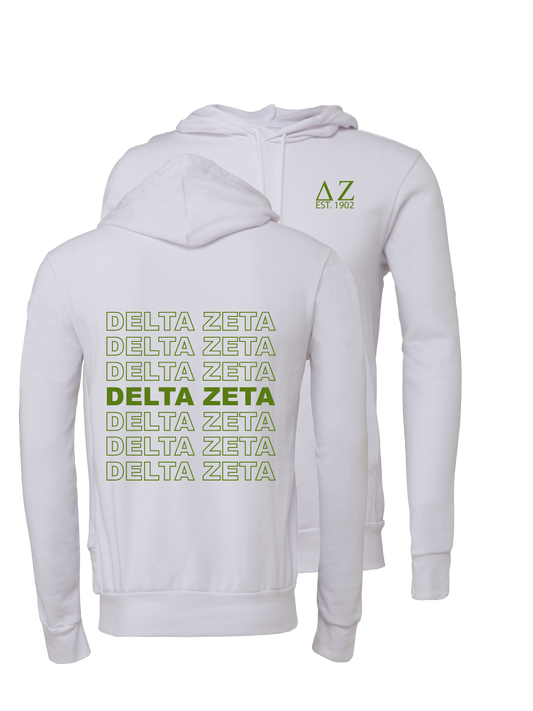 Delta Zeta Repeating Name Hooded Sweatshirts