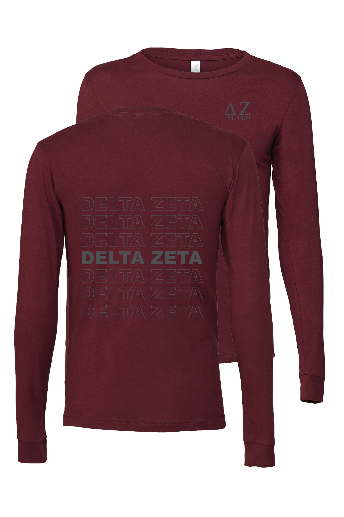 Delta Zeta Repeating Name Long Sleeve T-Shirts