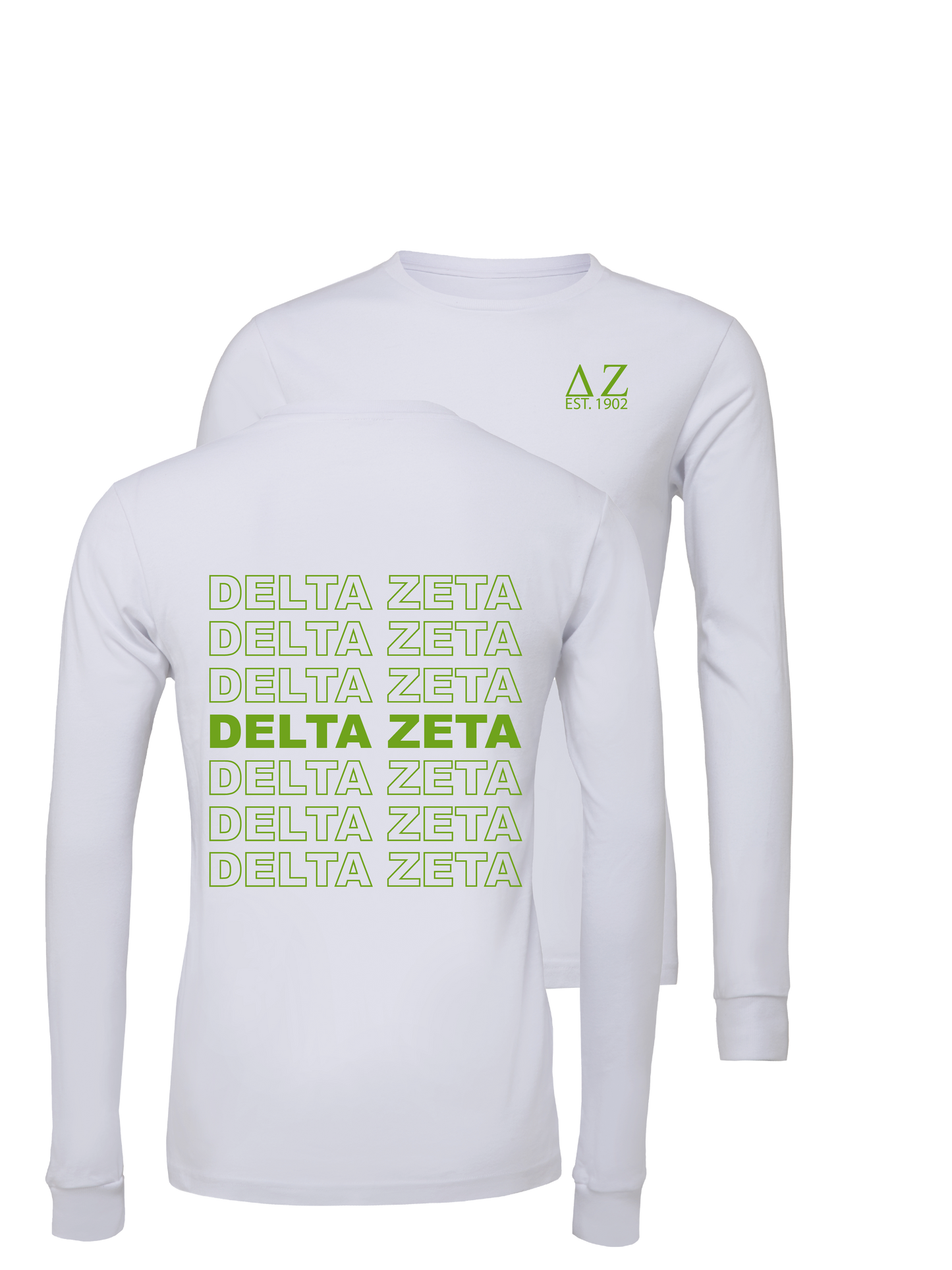 Delta Zeta Repeating Name Long Sleeve T-Shirts