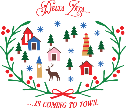 Delta Zeta Christmas Village Cropped Hoodie