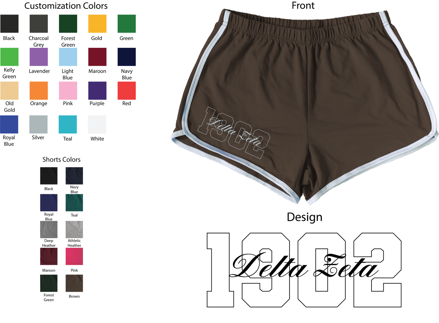 Delta Zeta Year and Name Women's Shorts