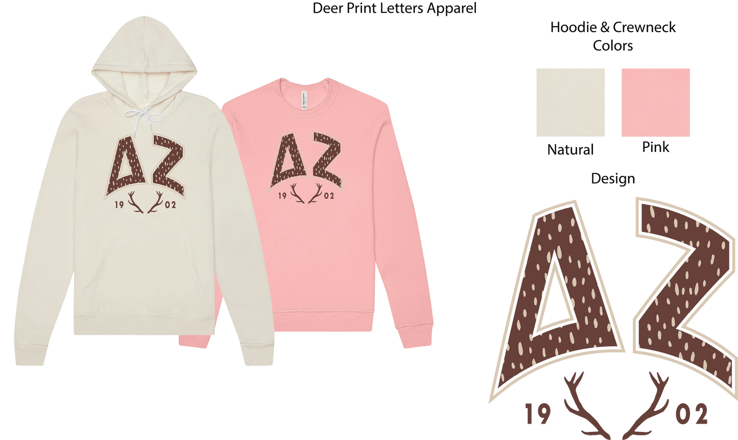 Delta Zeta Fawn Print Varsity Hoodie