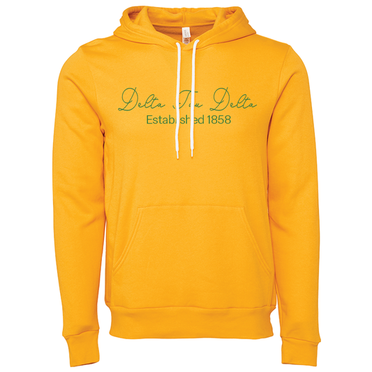 Delta Tau Delta Embroidered Scripted Name Hooded Sweatshirts