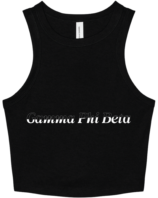 Gamma Phi Beta Stitched Outline Cropped Tanks