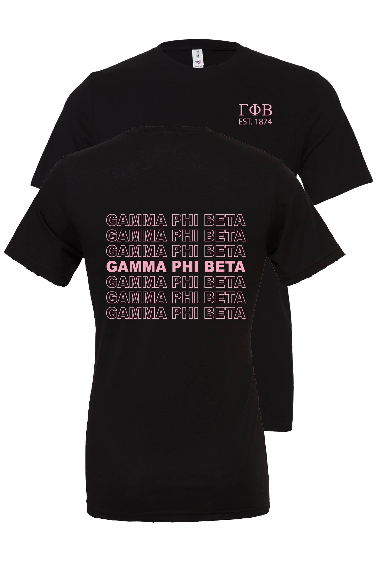 Gamma Phi Beta Repeating Name Short Sleeve T-Shirts