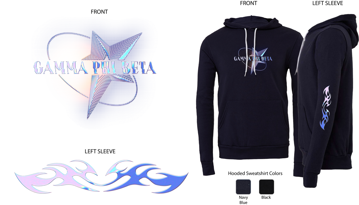 Gamma Phi Beta Pink Chrome Graphic Hoodie