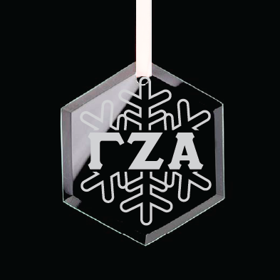 Gamma Zeta Alpha Hexagon Single-Snowflake Ornament w/ White Ribbon