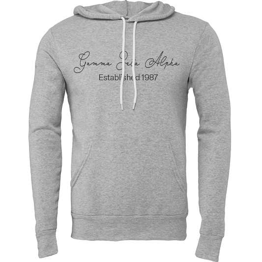 Gamma Zeta Alpha Embroidered Scripted Name Hooded Sweatshirts