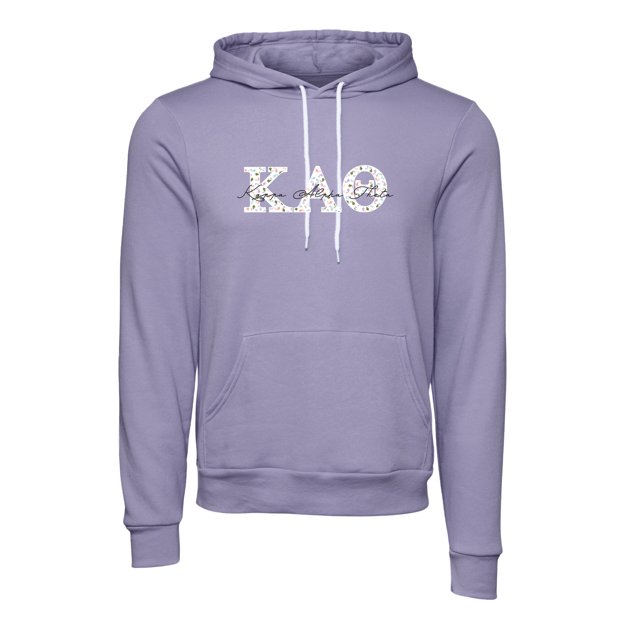 Kappa Alpha Theta Applique Letters Hooded Sweatshirt Greek Graduate