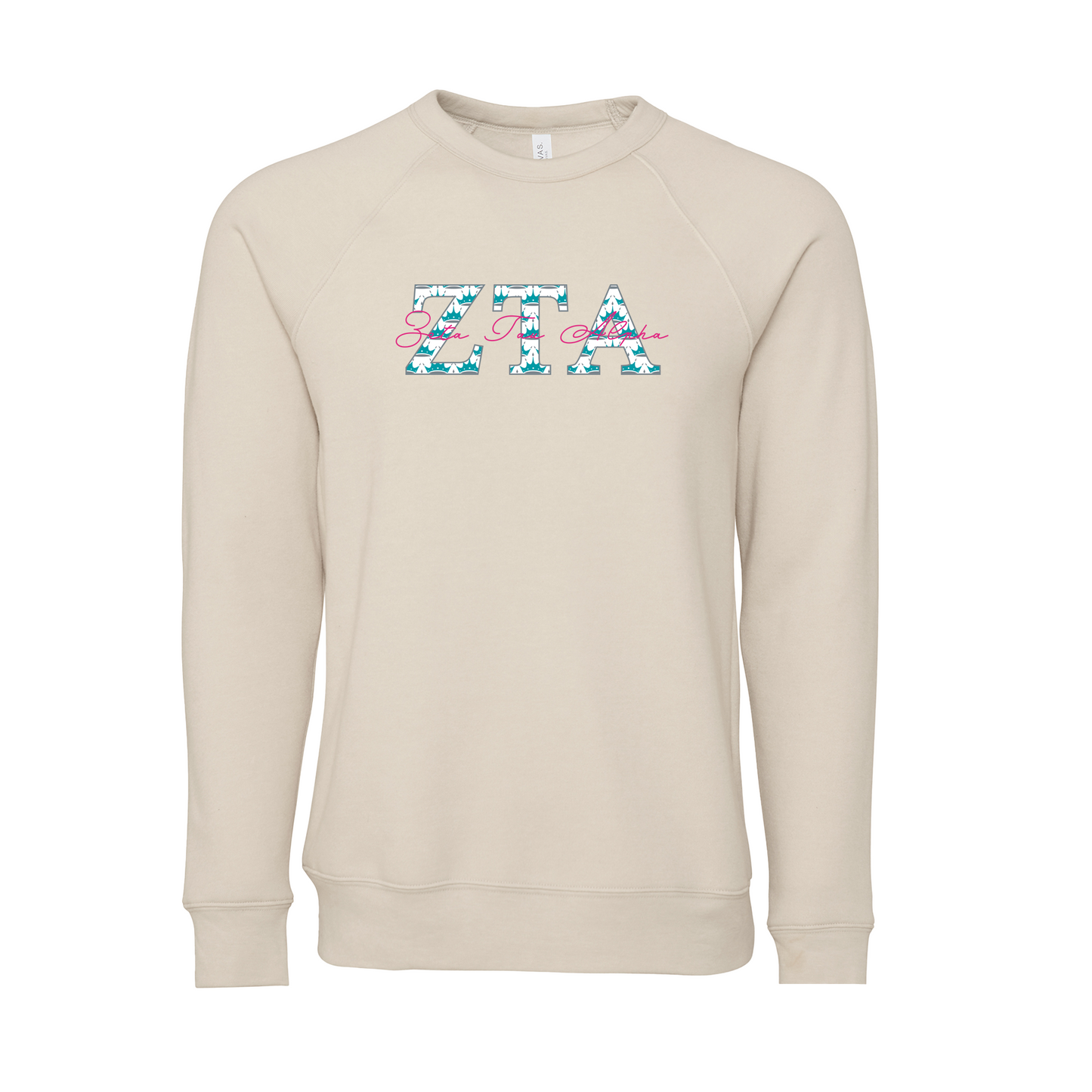 Zeta Tau Alpha Applique Letters Crewneck Sweatshirt