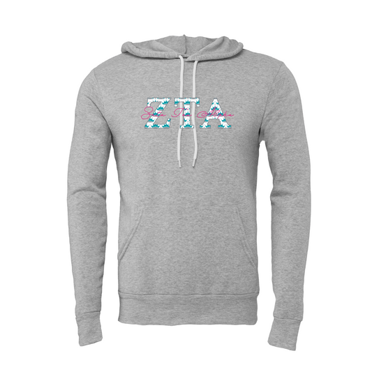 Zeta Tau Alpha Applique Letters Hooded Sweatshirt