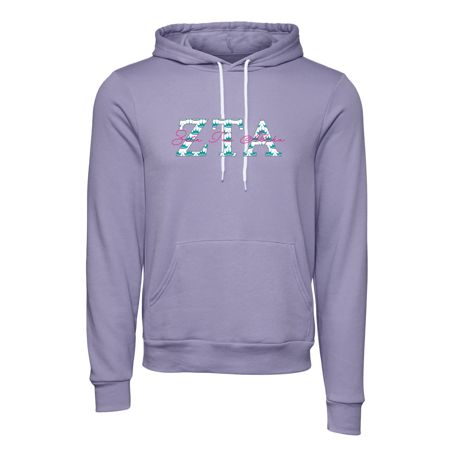 Zeta Tau Alpha Applique Letters Hooded Sweatshirt