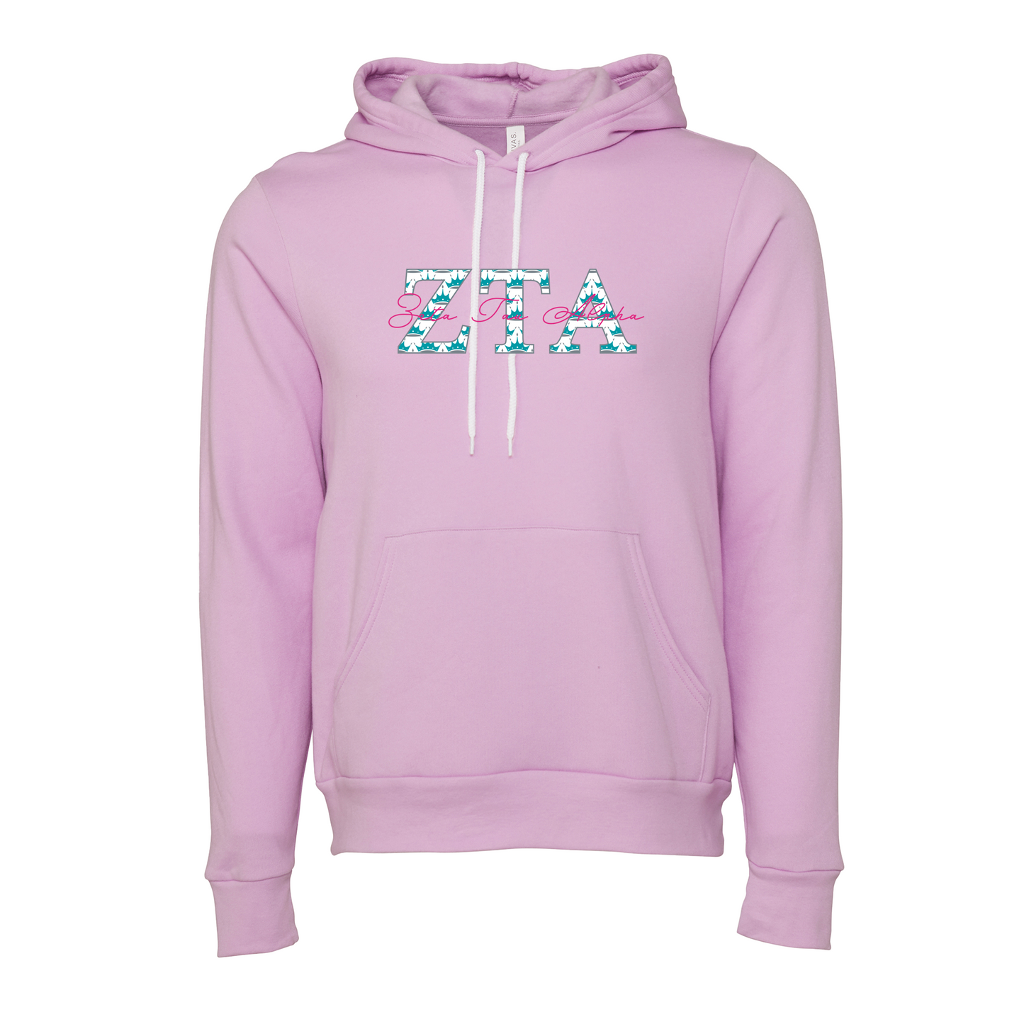 Zeta Tau Alpha Applique Letters Hooded Sweatshirt