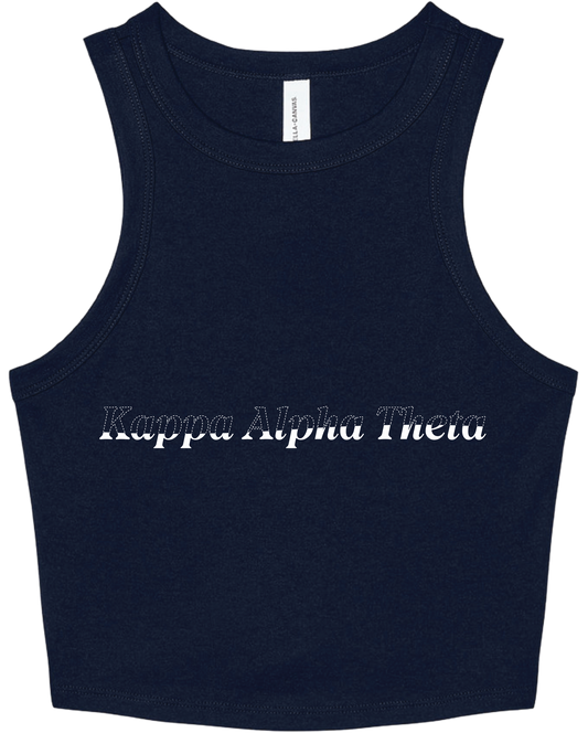 Kappa Alpha Theta Stitched Outline Cropped Tanks