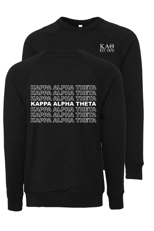 Kappa Alpha Theta Repeating Name Crewneck Sweatshirts