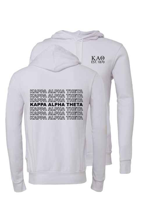 Kappa Alpha Theta Repeating Name Hooded Sweatshirts