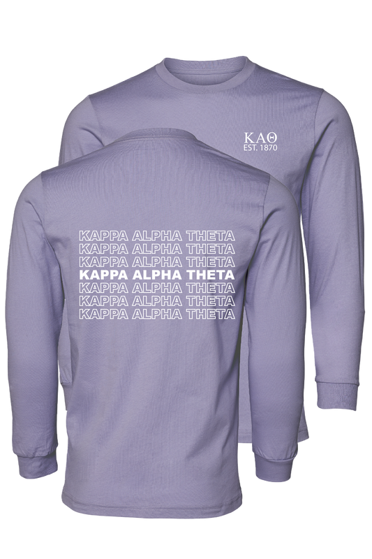 Kappa Alpha Theta Repeating Name Long Sleeve T-Shirts